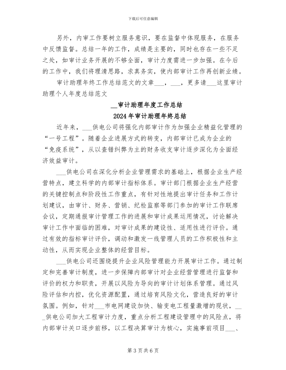 2024年审计助理年终工作总结范文_第3页