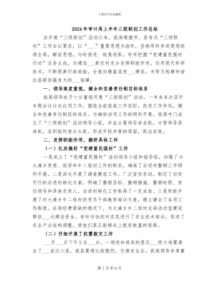 2024年审计局上半年三级联创工作总结