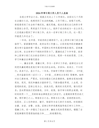 2024年审计局工作人员个人总结