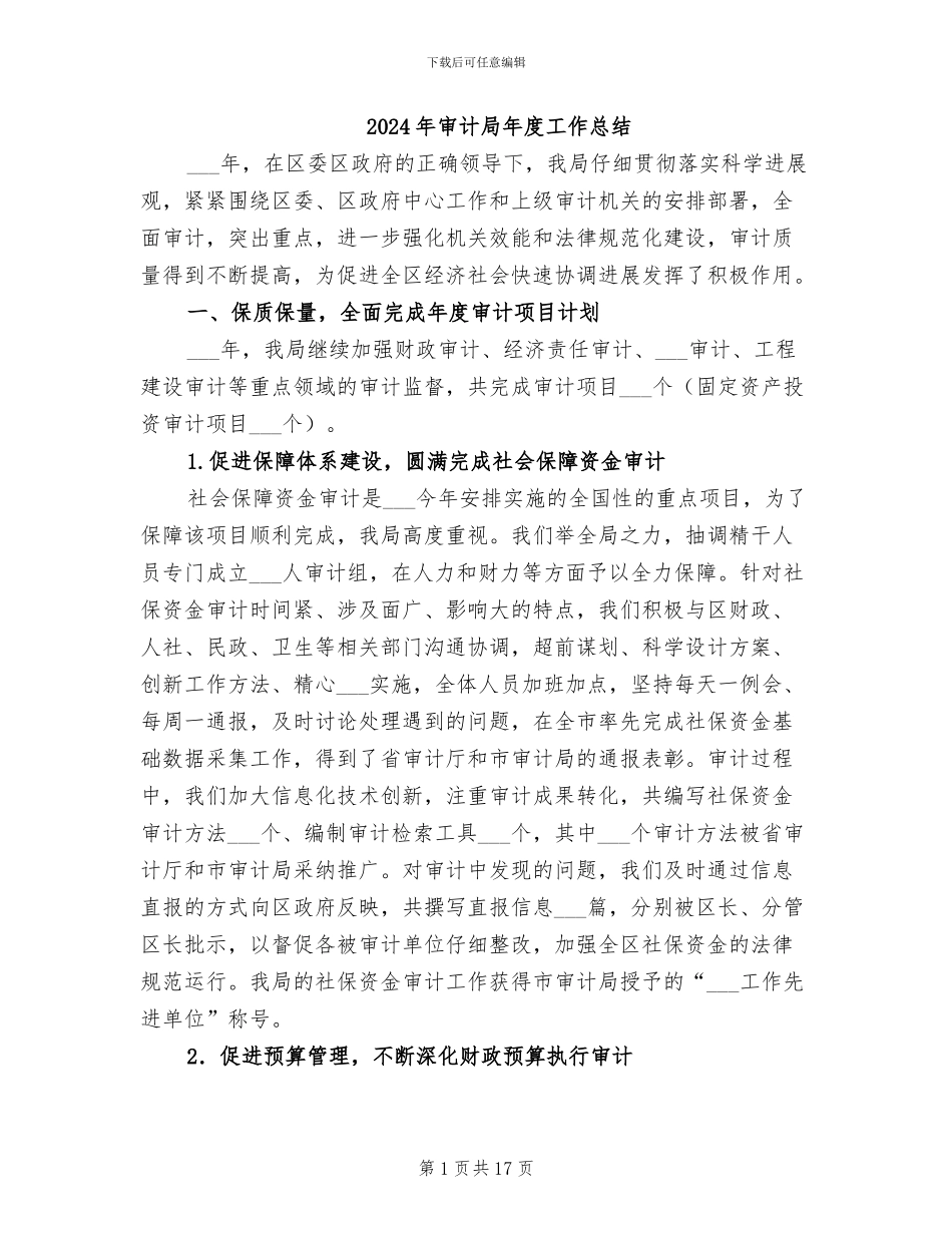 2024年审计局年度工作总结_第1页