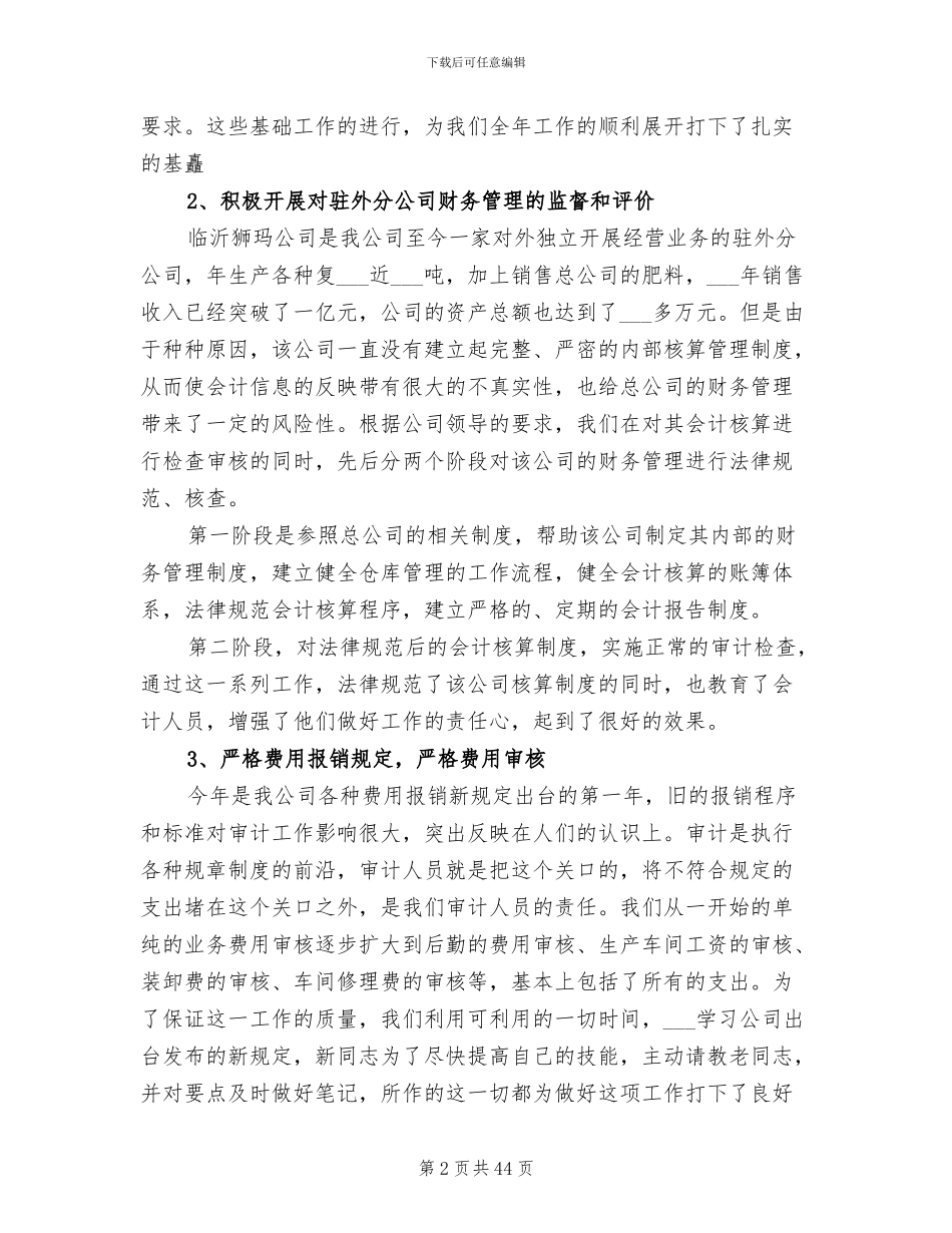 2024年审计年度工作总结范本_第2页