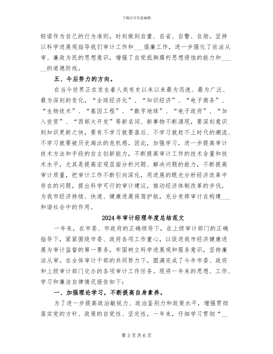 2024年审计经理年度总结_第3页
