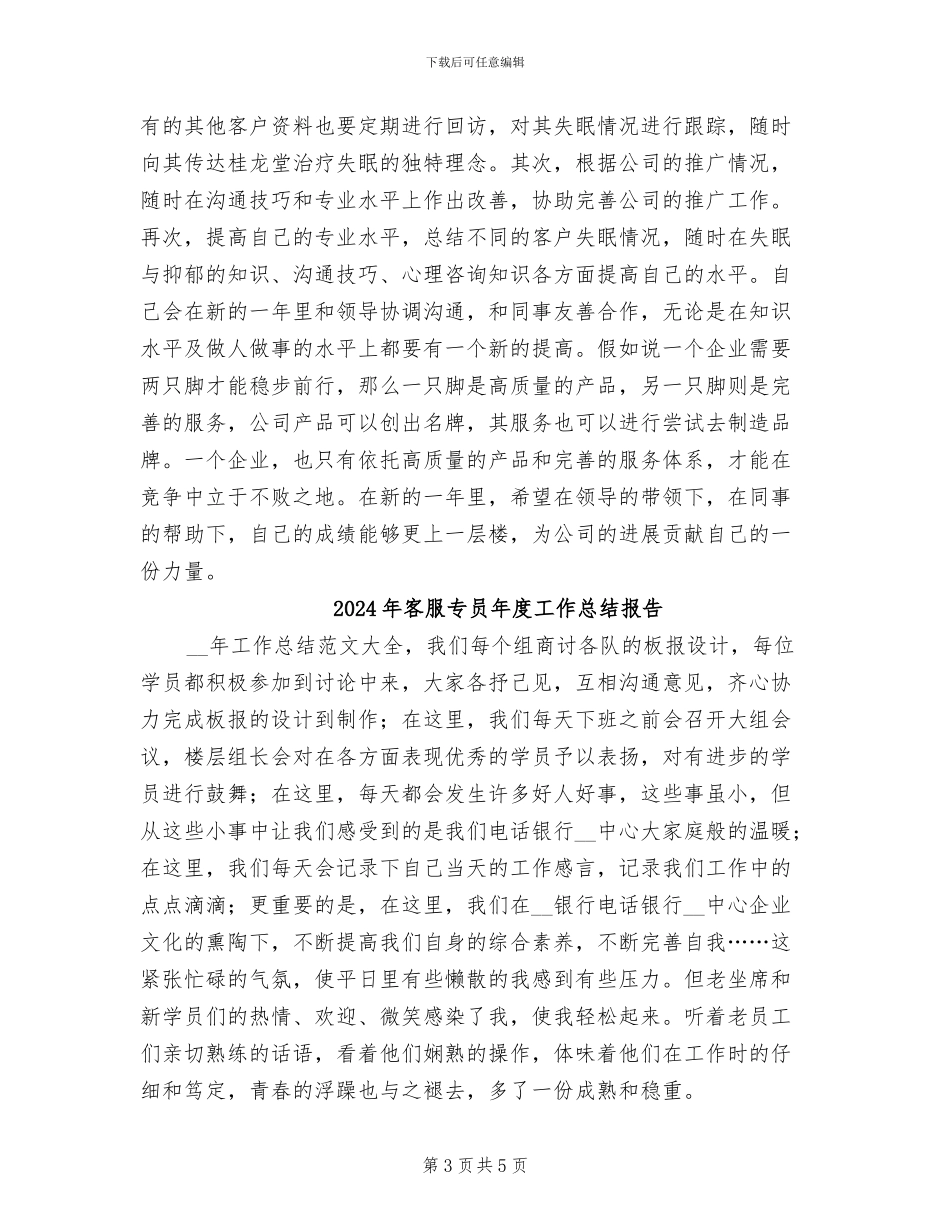 2024年客服专员年度工作总结_第3页