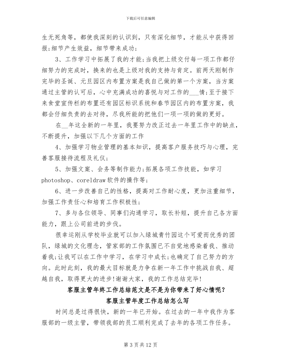 2024年客服主管工作总结模板_第3页