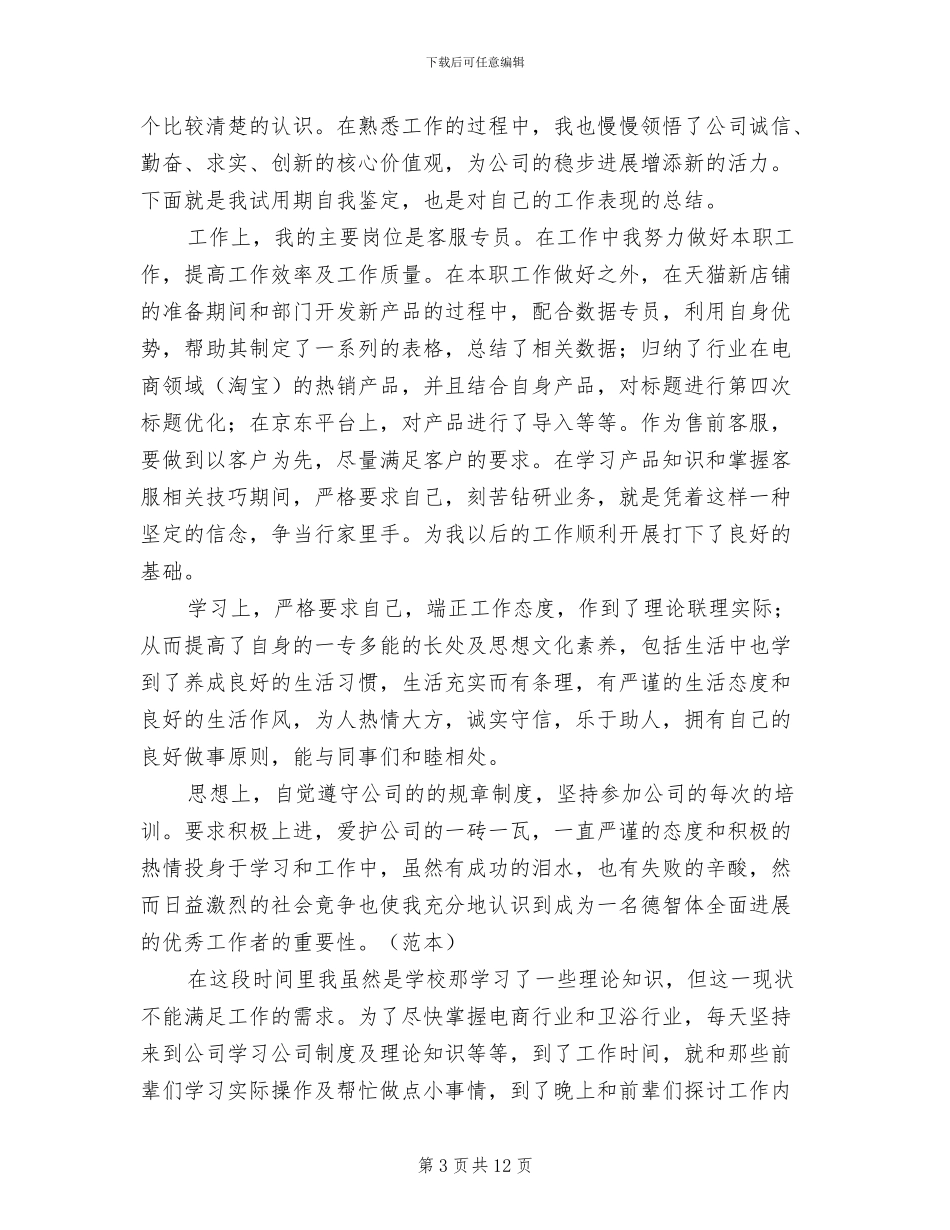 2024年客服人员试用期工作总结范文_第3页