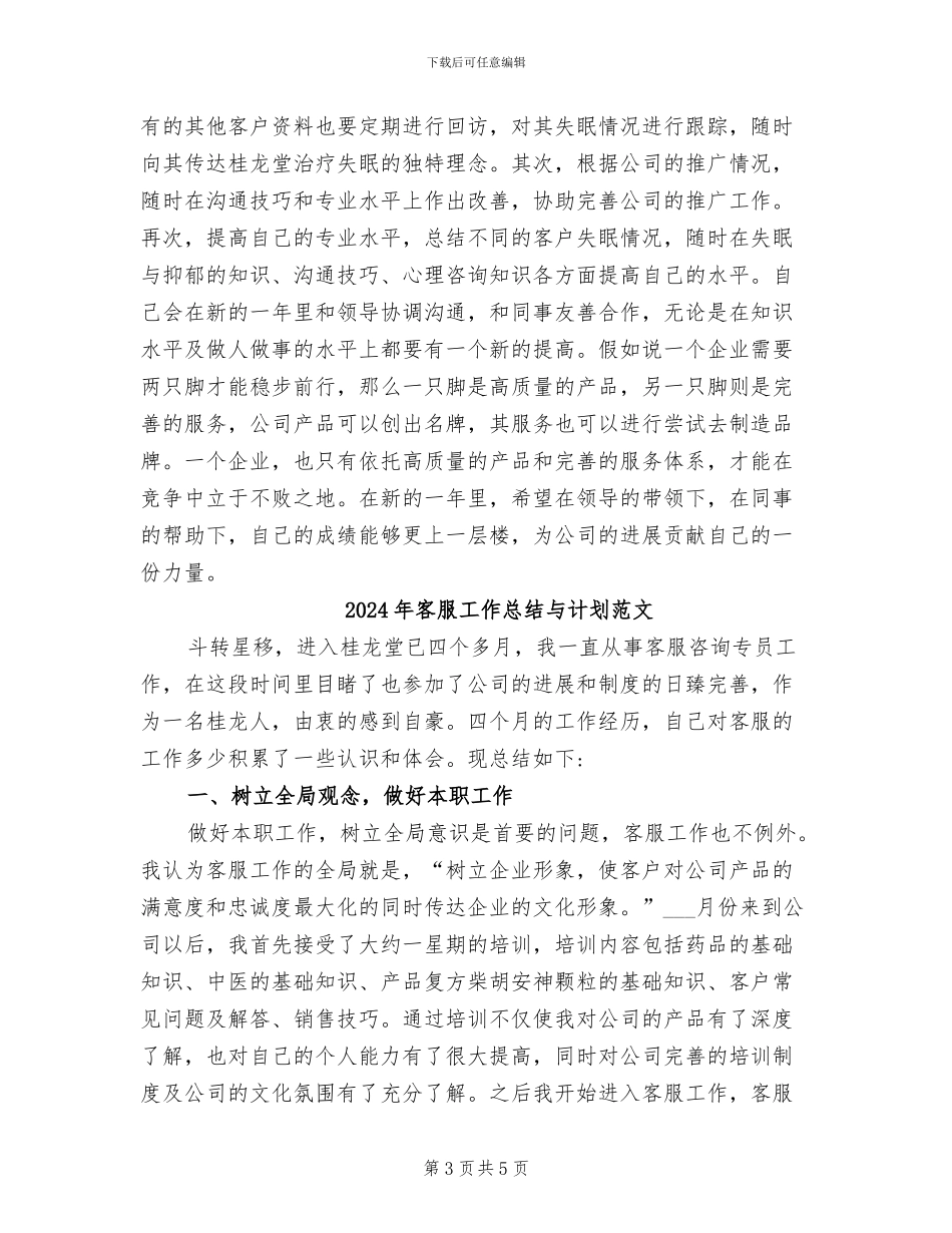 2024年客服工作总结与计划_第3页