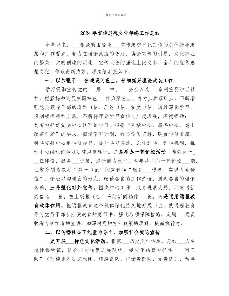 2024年宣传思想文化年终工作总结_第1页