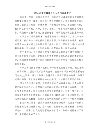 2024年宣传部部长个人工作总结范文