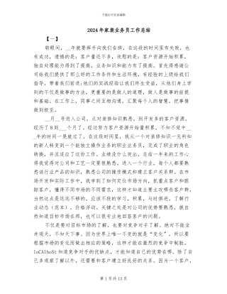 2024年家装业务员工作总结