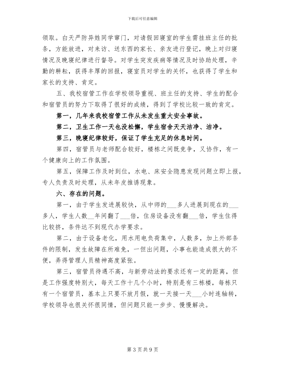2024年宿管员个人年度工作总结_第3页