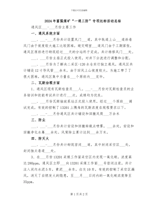 2024年富强煤矿“一通三防”专项达标活动总结
