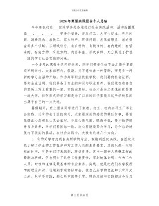 2024年寒假实践报告个人总结