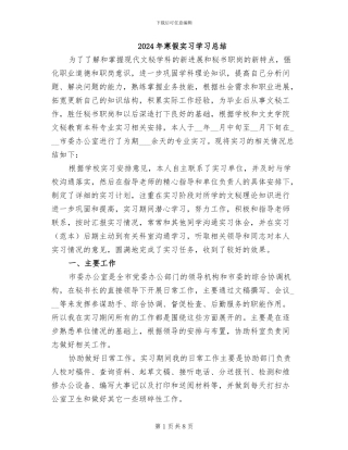 2024年寒假实习学习总结