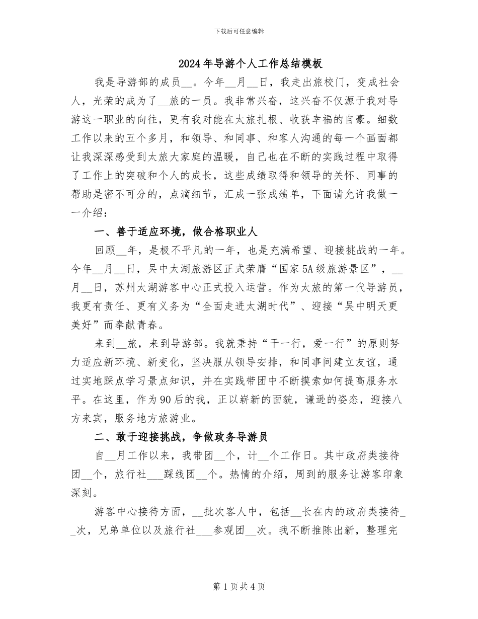 2024年导游个人工作总结模板_第1页