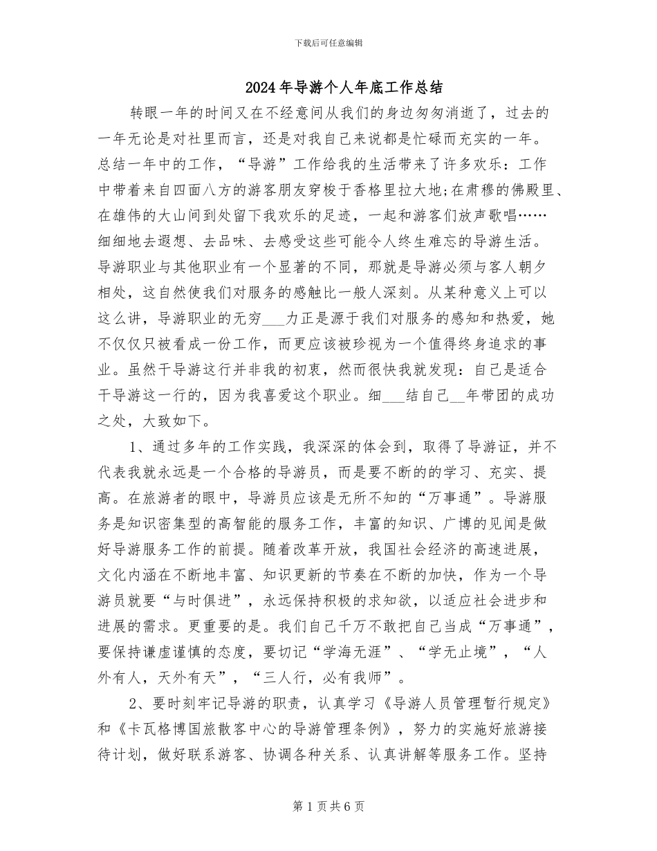2024年导游个人年底工作总结_第1页