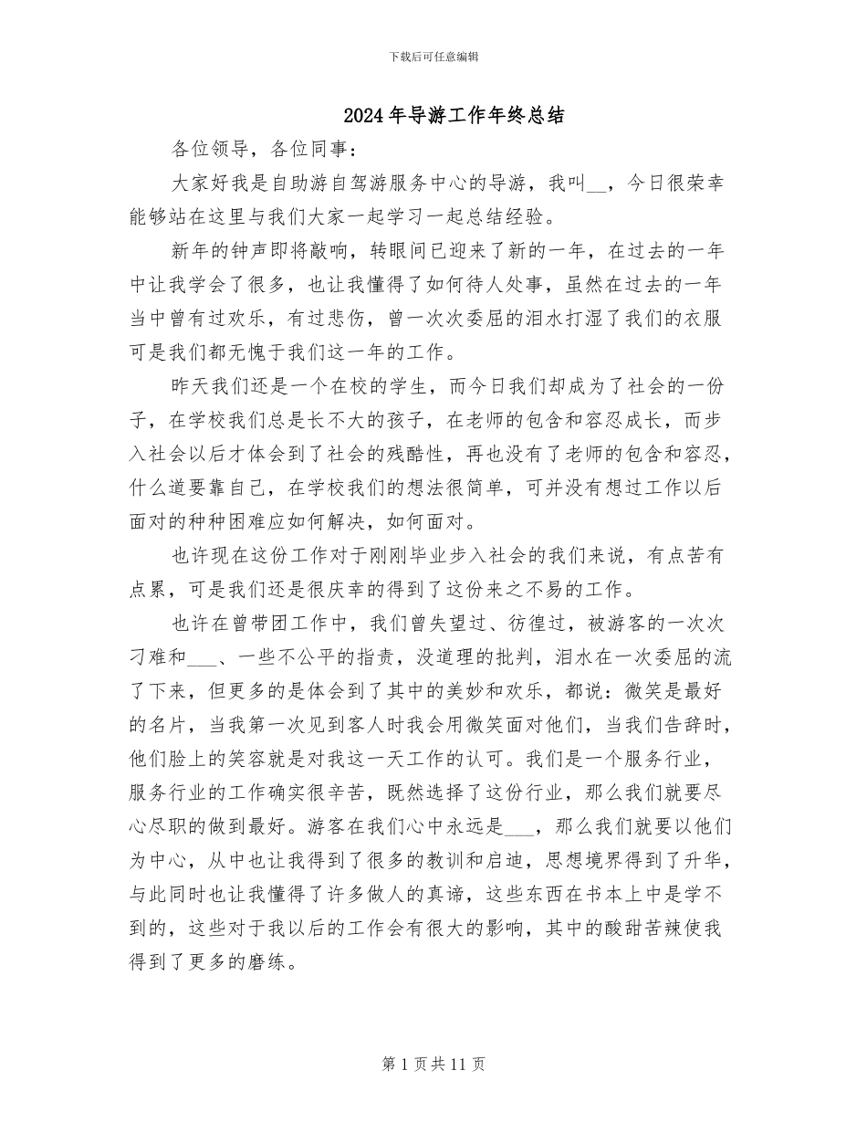 2024年导游工作年终总结_第1页