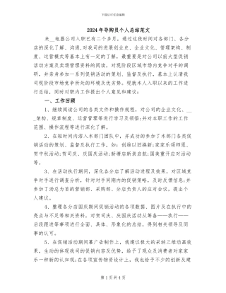 2024年导购员个人总结范文