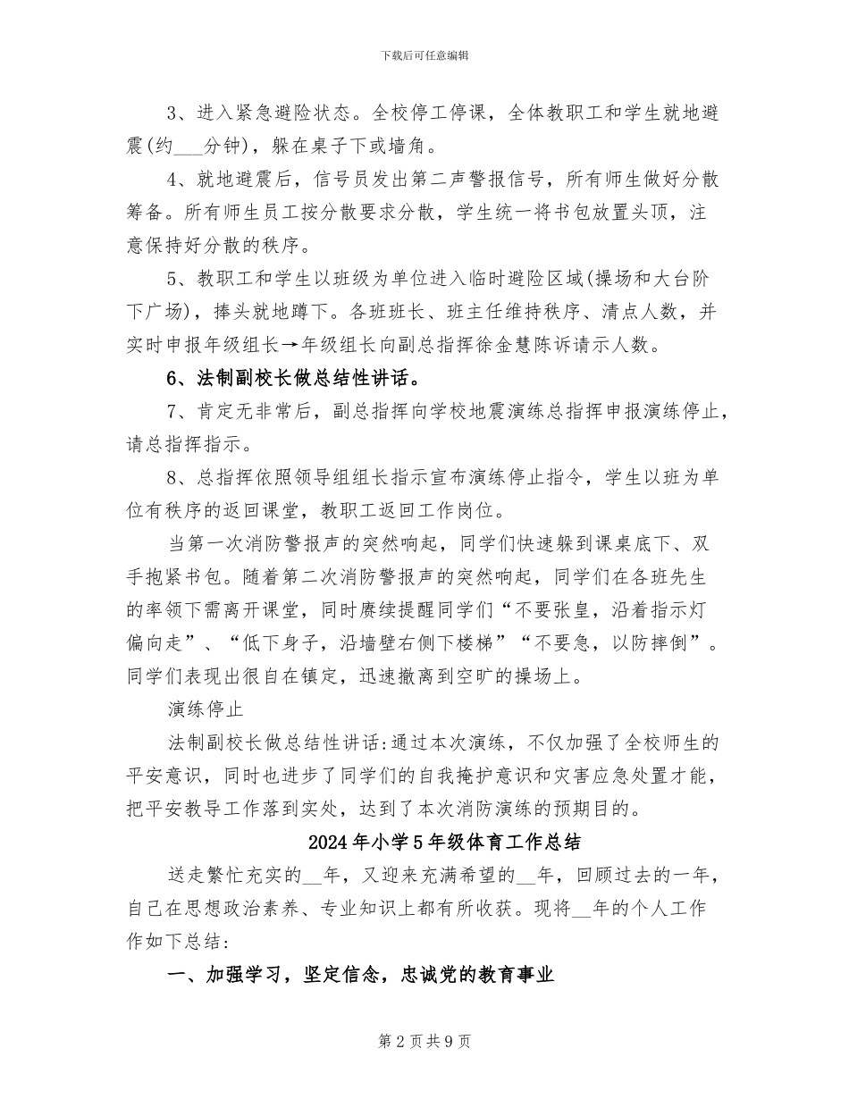 2024年小学512防灾减灾逃生演练活动总结_第2页