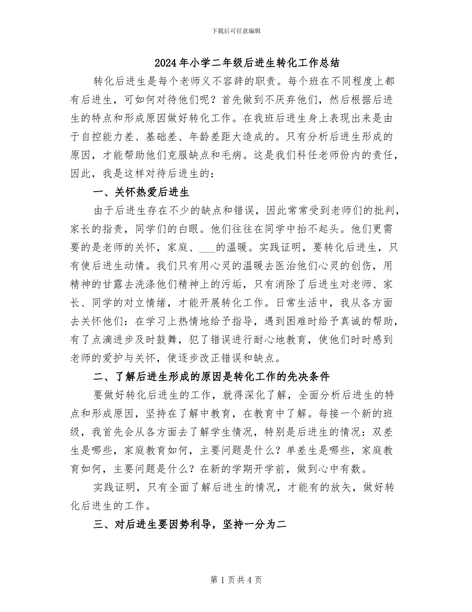 2024年小学二年级后进生转化工作总结_第1页