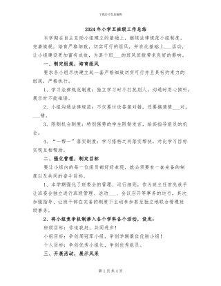 2024年小学五班级工作总结