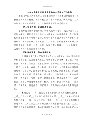 2024年小学人员密集场所安全专项整治行动总结