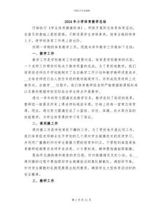 2024年小学体育教学总结