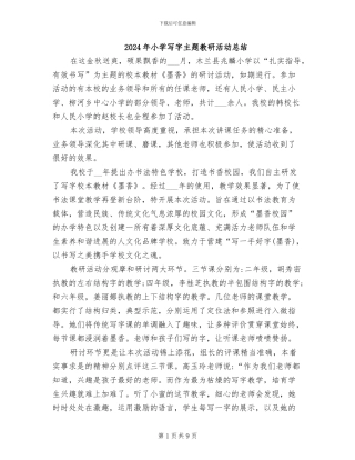 2024年小学写字主题教研活动总结