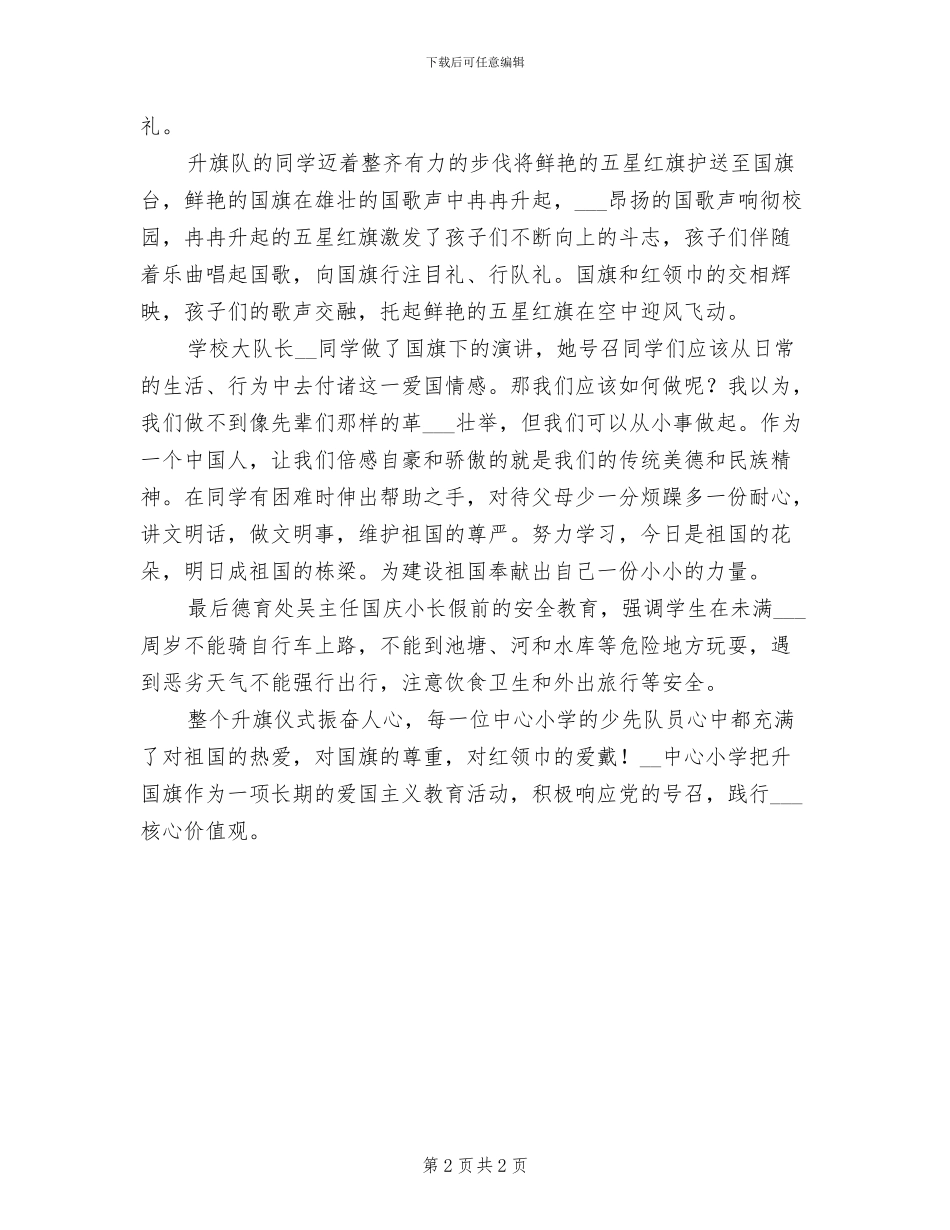 2024年小学向国旗敬礼主题教育活动总结_第2页