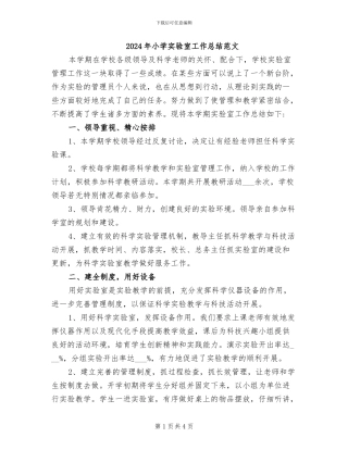 2024年小学实验室工作总结范文
