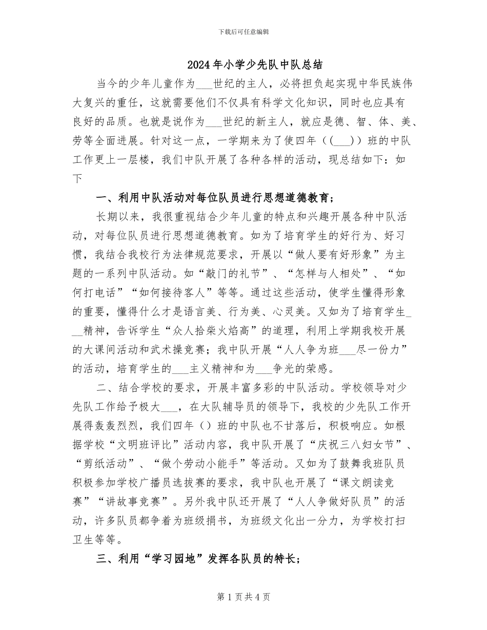 2024年小学少先队中队总结_第1页