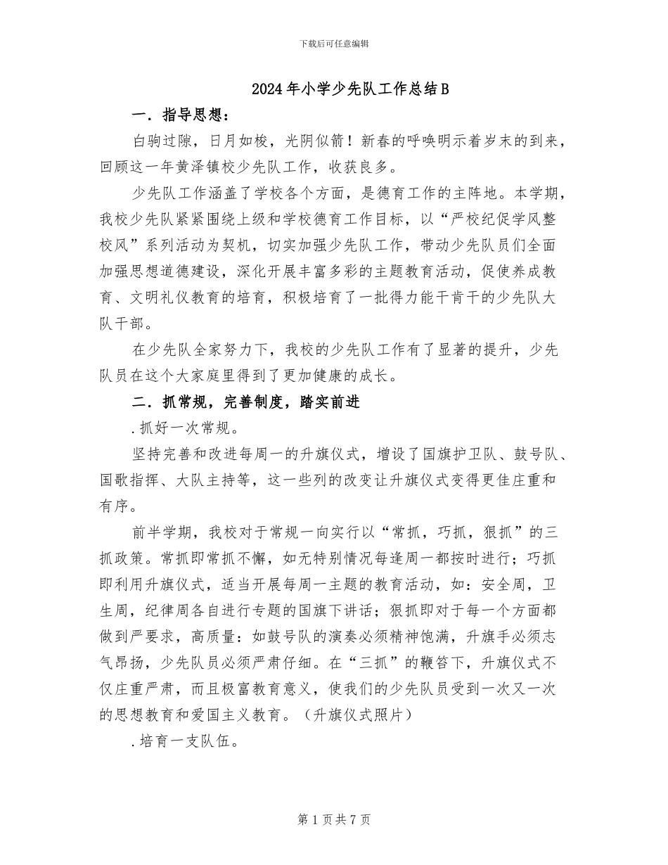 2024年小学少先队工作总结B_第1页