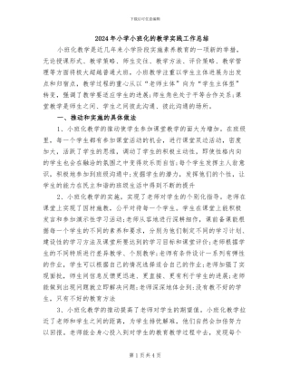 2024年小学小班化的教学实践工作总结