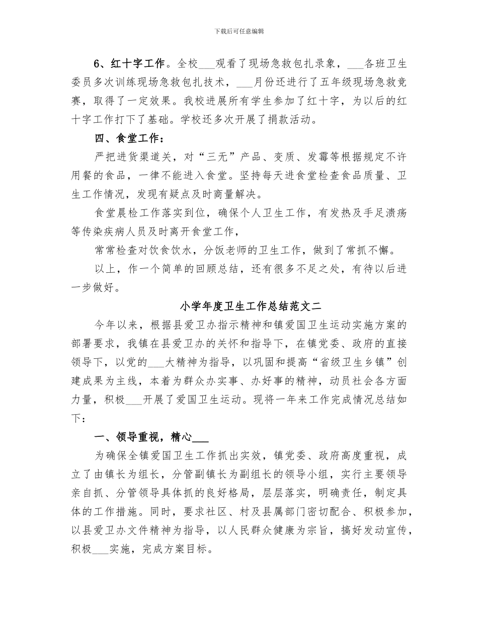 2024年小学年度卫生工作总结_第3页