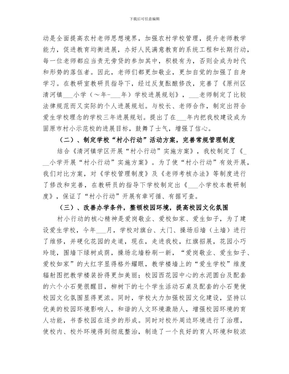 2024年小学开展“村小行动”工作总结范文_第2页