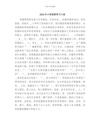 2024年小学挂职学习小结