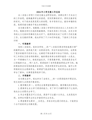 2024年小学支教工作总结