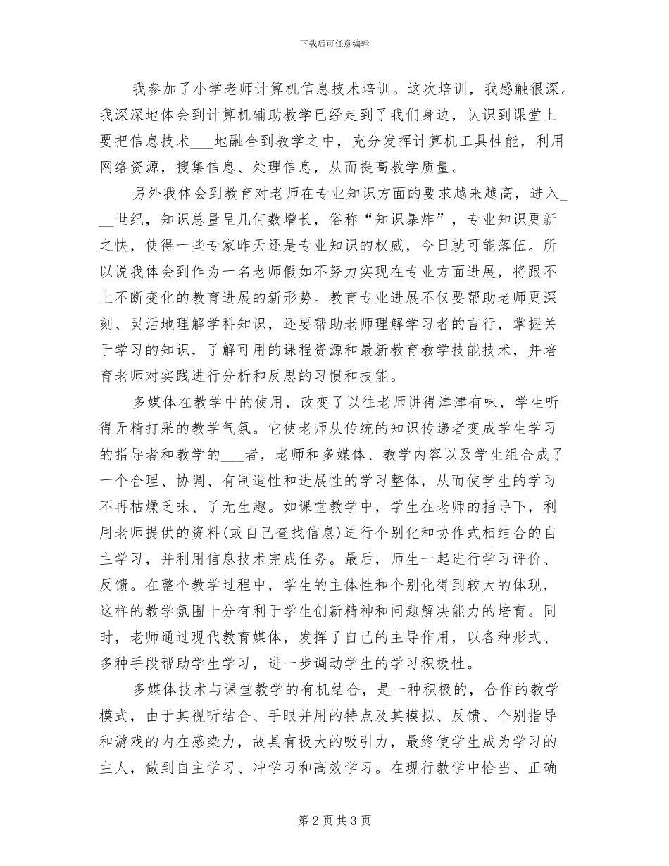 2024年小学教师信息技术培训总结_第2页