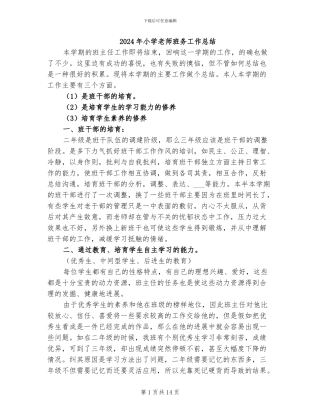 2024年小学教师班务工作总结