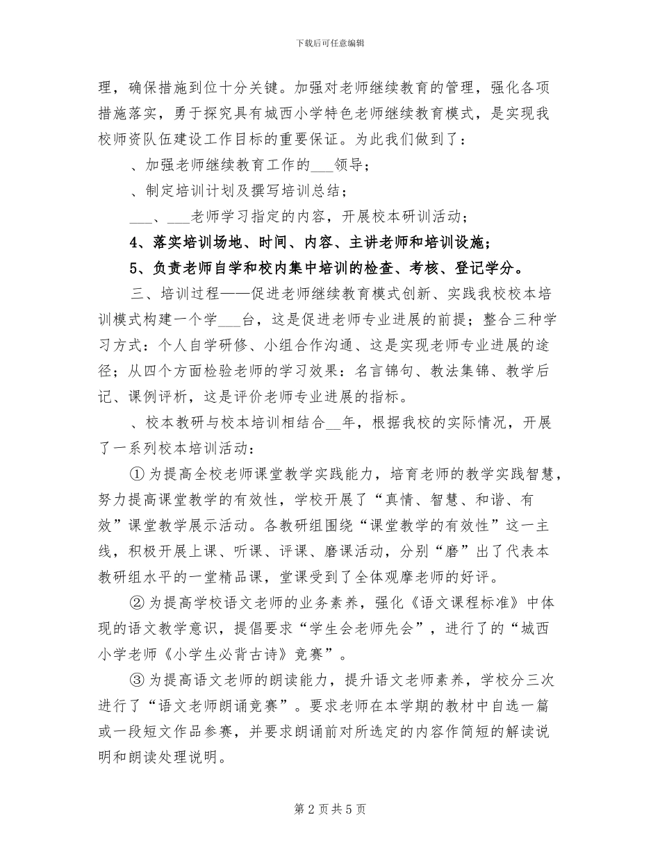 2024年小学教师继续教育工作总结B_第2页