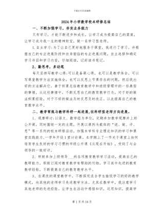 2024年小学数学校本研修总结