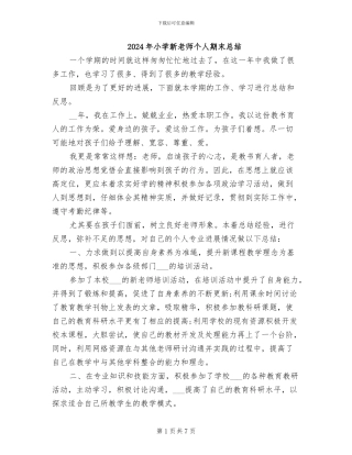 2024年小学新教师个人期末总结