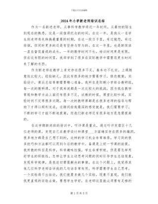 2024年小学新教师培训总结