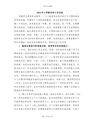 2024年小学新教师工作总结