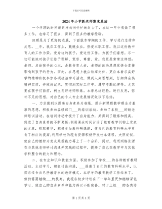 2024年小学新教师期末总结