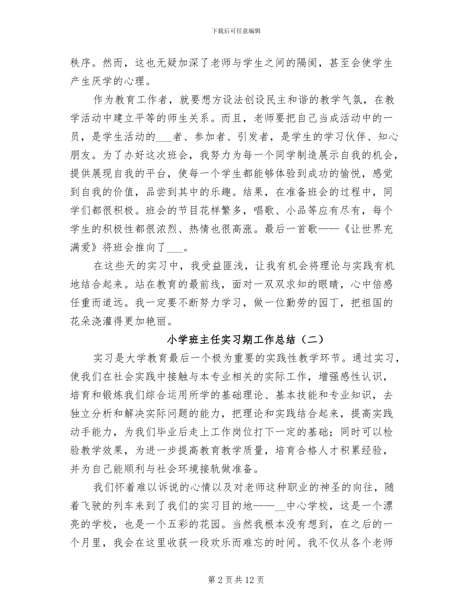 2024年小学班主任实习期工作总结_第2页
