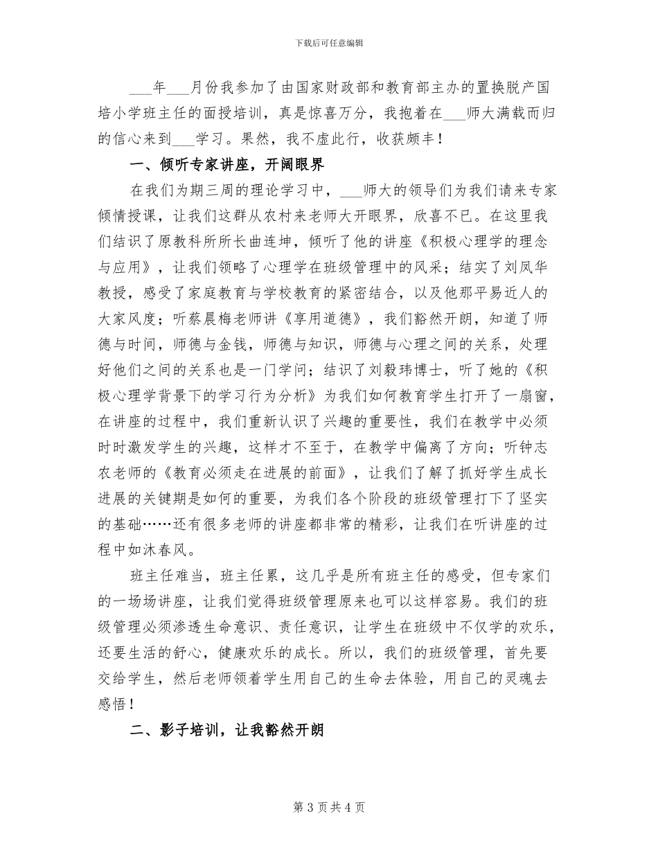 2024年小学班主任的面授培训总结_第3页