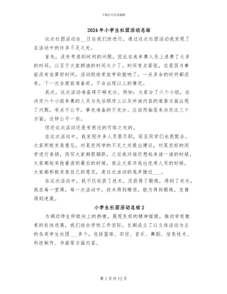 2024年小学生社团活动总结