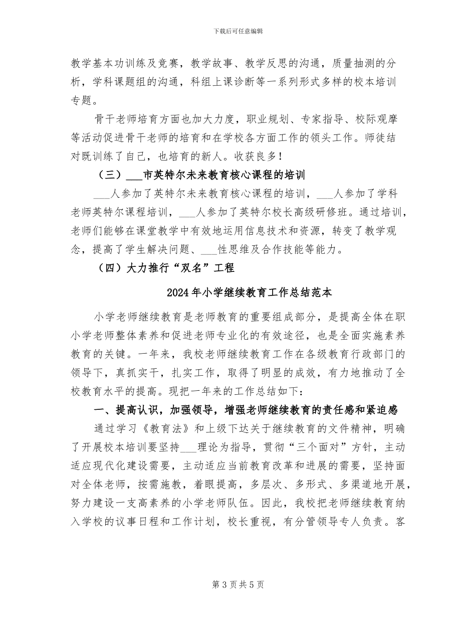 2024年小学继续教育工作总结范文_第3页