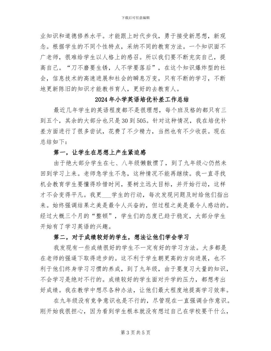 2024年小学英语坊主工作总结范文_第3页