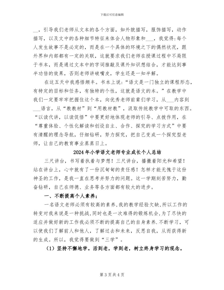 2024年小学语文教师专业发展总结_第3页